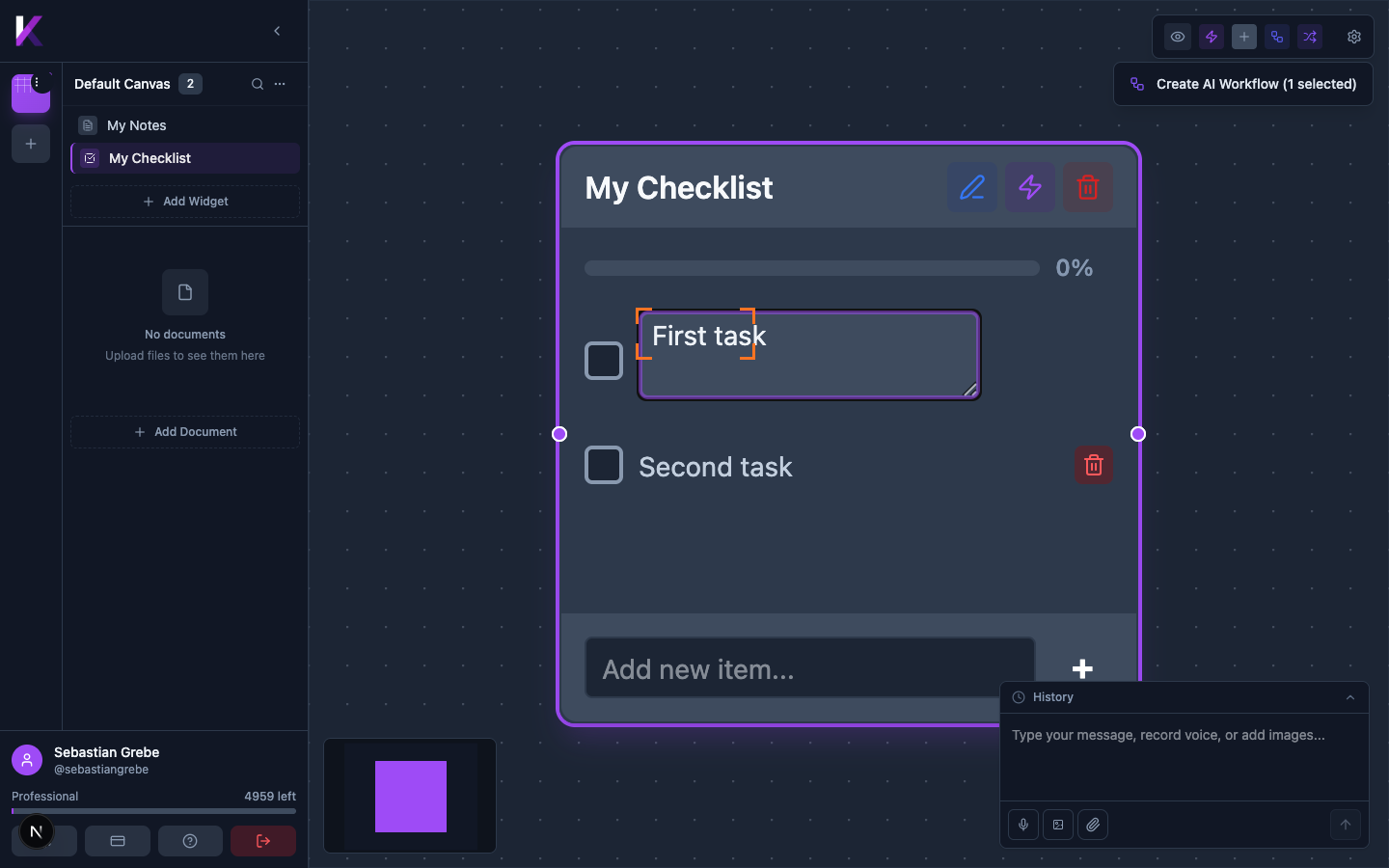 Task lists and checklists from a single prompt